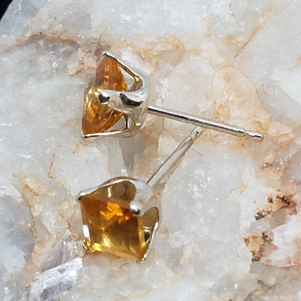 Citrines & 14k Solid White Gold Studs